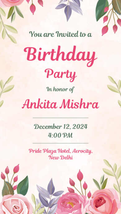 floral-theme-birthday-invitation-card